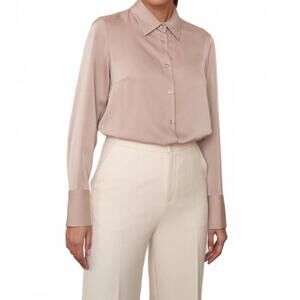NEW ATTENTIF classic collared satin shirt in beige